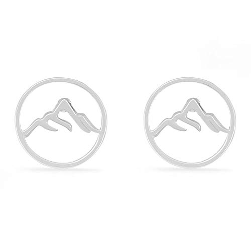 Silver earring studs with the shape of a mountain