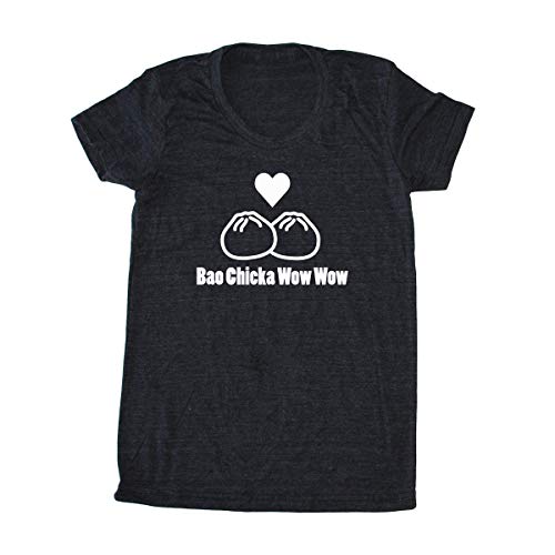 Funny black t-shirt with 'bao chicka wow wow'
