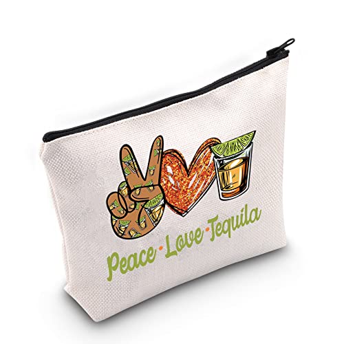 Make-up bag with "peace, love, tequila"