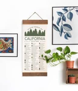 A checklist poster with all state parks in California