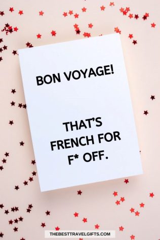 A card with a funny bon voayge message