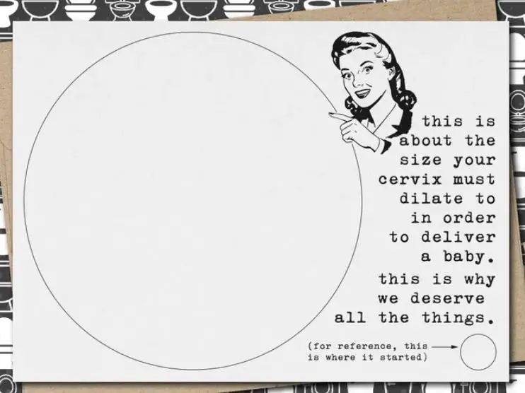 Funny pregnancy card with a cirle