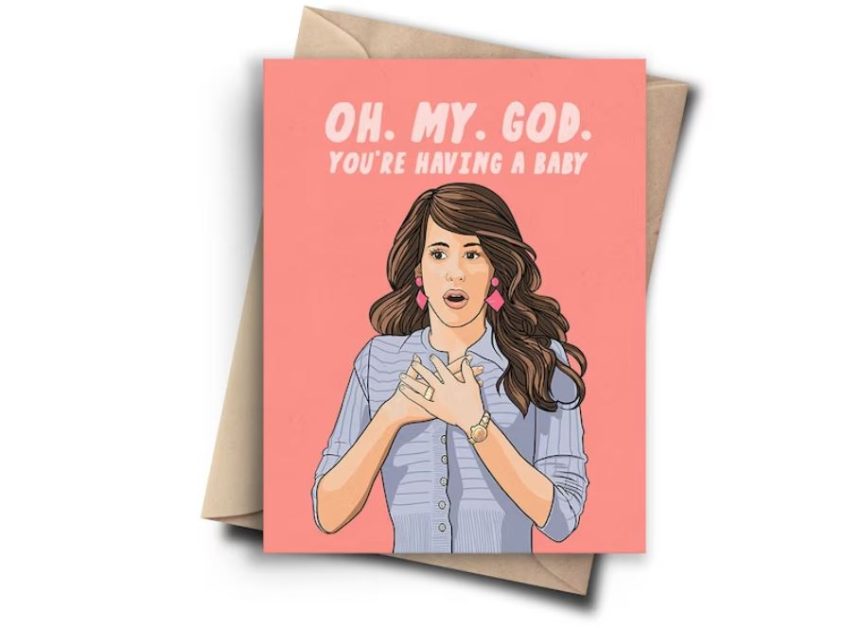 funny pregnancy congratulations card in "friends' show theme"