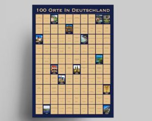 A scratch off poster with 100 places to visit in Germany