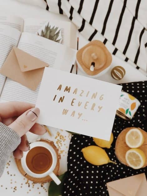 Card with text: amazing in every way
