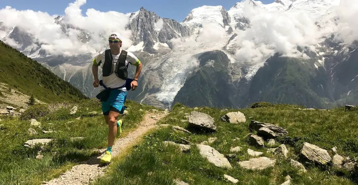 Man running in the mountains