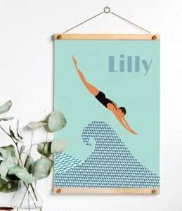 Wall poster of someone diving in water