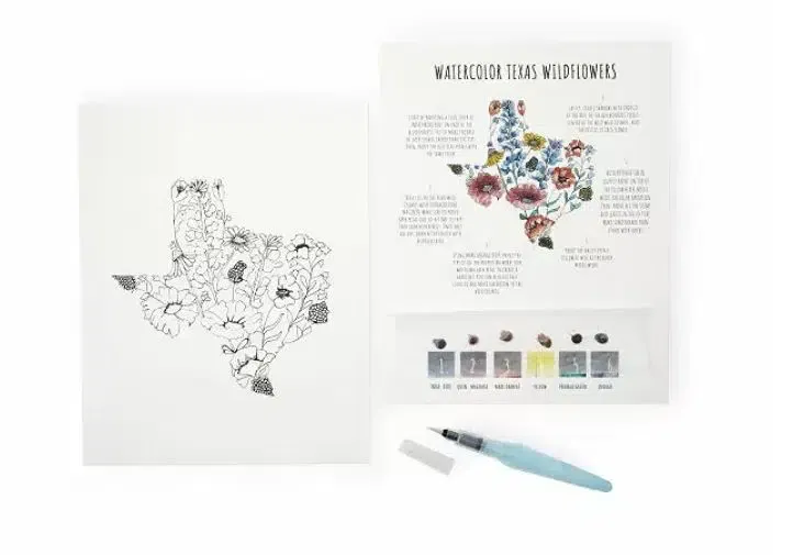 Watercolor kit for the texas national flower