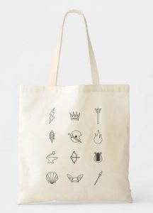 Tote bag with Greek mythology symbols