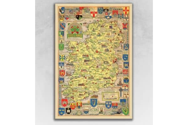 A vintage map of Ireland