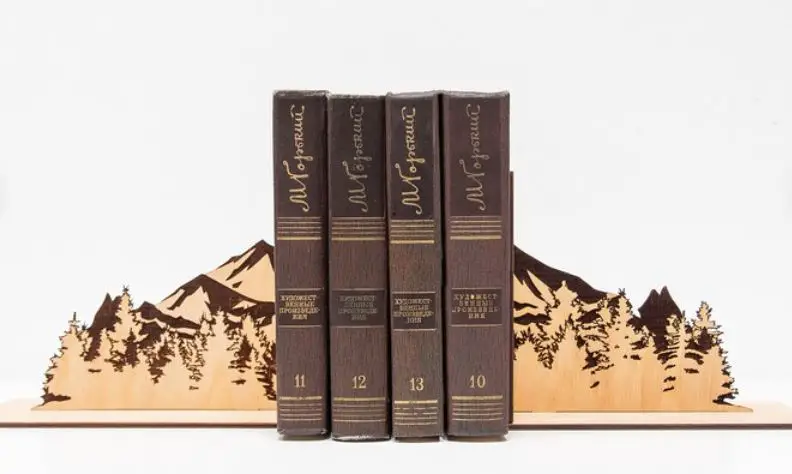 Two bookends in shape of mountains