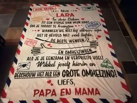 Blanket with a letter printed