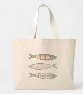 Tote bag with sardines