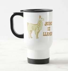 Travel mug with cómo se llama?