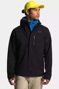 Man wearing rain jacket
