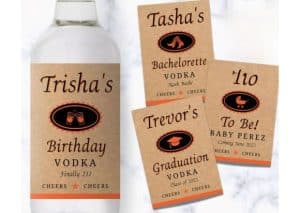Personalized label for vodka bottle